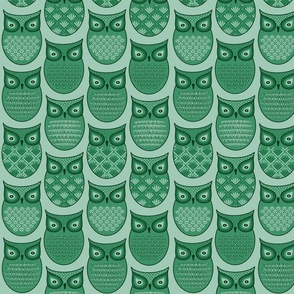 Green Retro Owls