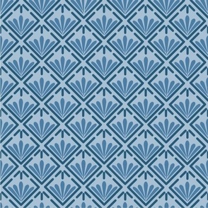 Blue Geometric Flourish - Diamond Floral Check