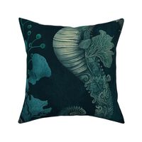  Large Scale, Teal, Paisley Seahorses