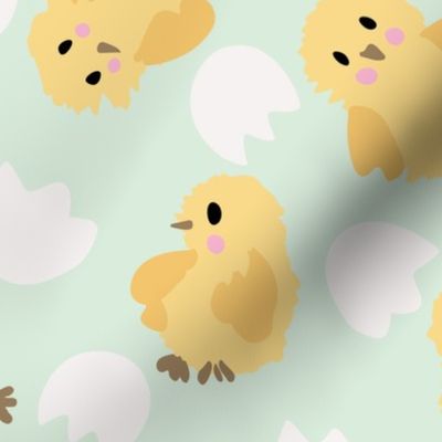 Little cute chicks - yellow, white and mint // medium scale