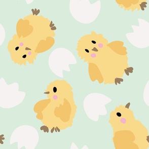 Little cute chicks - yellow, white and mint // big scale