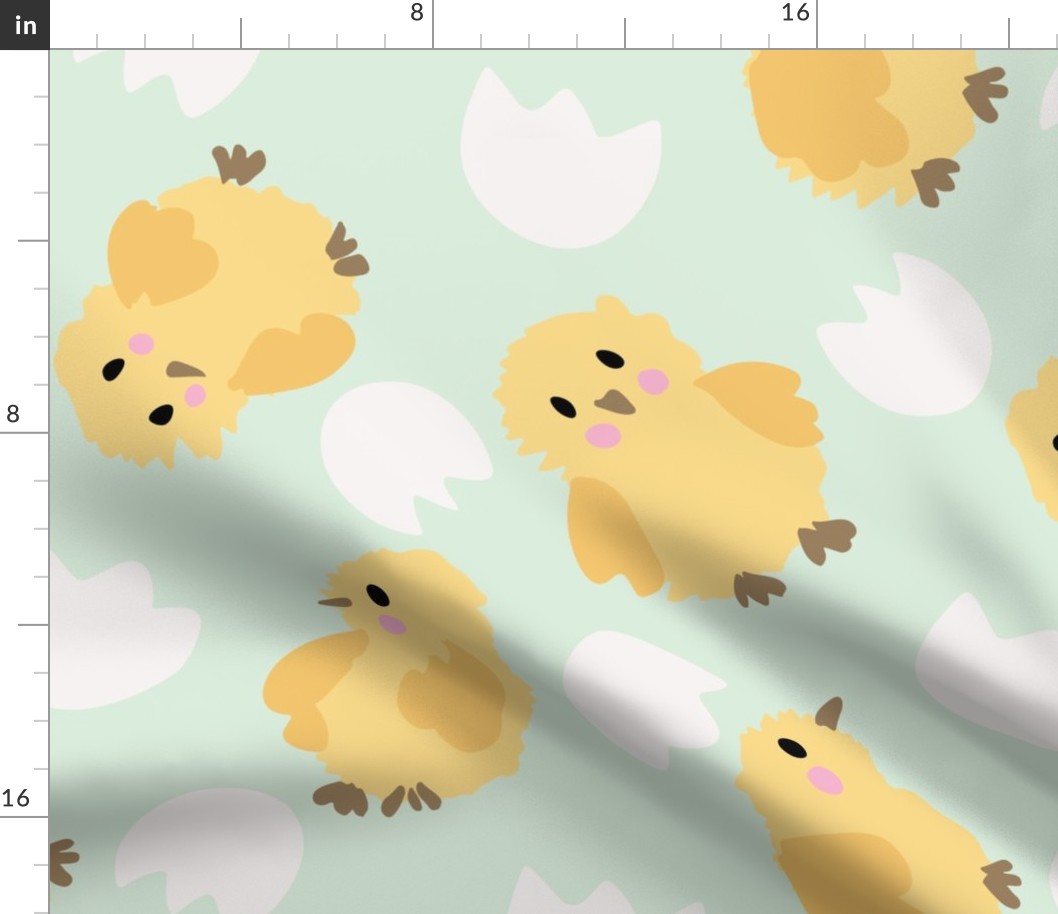 Little cute chicks - yellow, white and mint // big scale