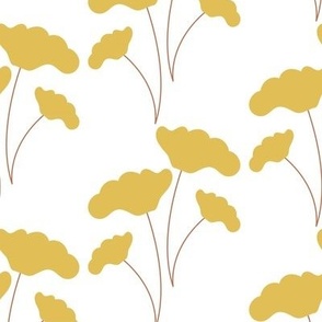 Mustard Yellow Abstract Floral Minimalist Botanical Seamless Repeat Pattern