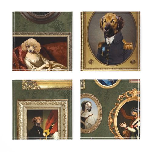 Dog Lovers Portrait Collection in olive green