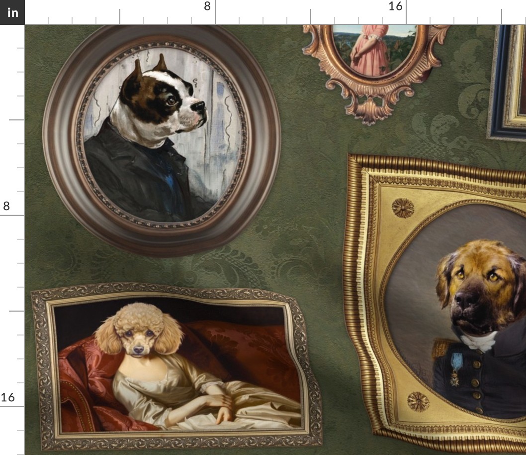 Dog Lovers Portrait Collection in olive green