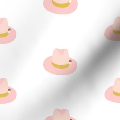 Chic Pink Fedora - Seamless Summer Fashion Pattern-medium scale