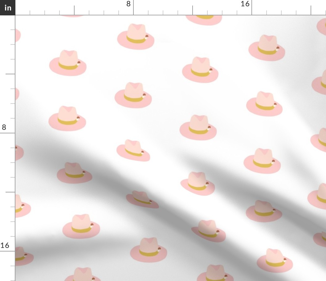 Chic Pink Fedora - Seamless Summer Fashion Pattern-medium scale