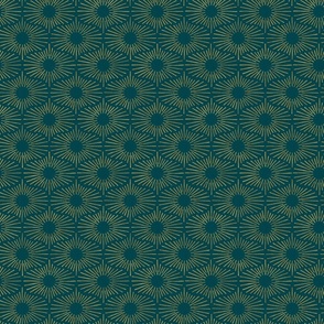 Art Deco Sunshine - New Gold on Teal (Small Scale)