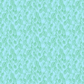 Rainforest Leaves in green and blue (small)