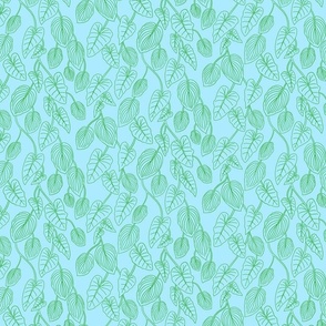 Rainforest Leaves in green and blue (medium)