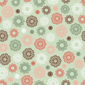 (L)  Boho summer floral celadon