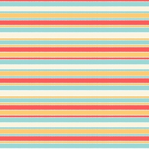 Horizontal thin stripe in coral and turquoise