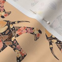 Floral Elephant Silhouette - Retro Apricot (medium)