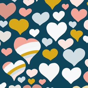 Tossed little hearts with stripes | medium
