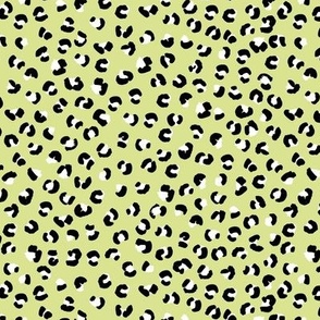 Little leopard spots - spring summer retro palette wild animal print black and white on lime green