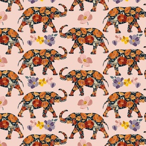 Floral Elephant Silhouette - Pumpkin Spice (medium)