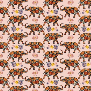 Floral Elephant Silhouette - Pumpkin Spice (small)