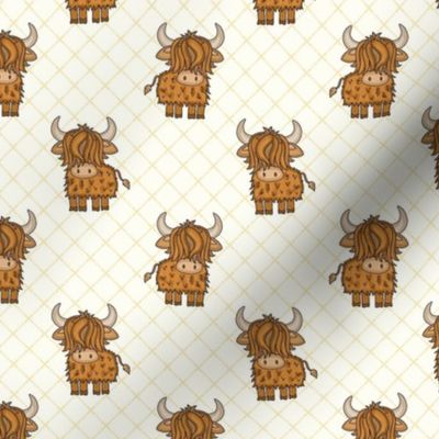 Medium Scale Scottish Highland Cows on Ivory