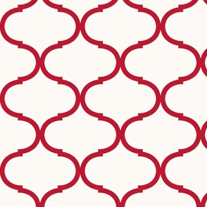 Ruby Red Ogee Trellis, Large Scale 