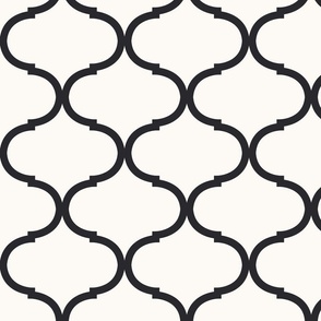 Black and White Ogee Trellis, Large Scale