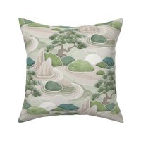 Japanese Moss Garden- Zen Garden- Calming Neutrals- Bonsai- Rock Garden- Japandi- Moss Green- Earthy Green Wallpaper- Taupe- Beige- Ecru- Khaki- Small