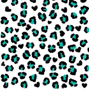 Turquoise Leopard Print Spots Animal Print Hearts Hand Drawn