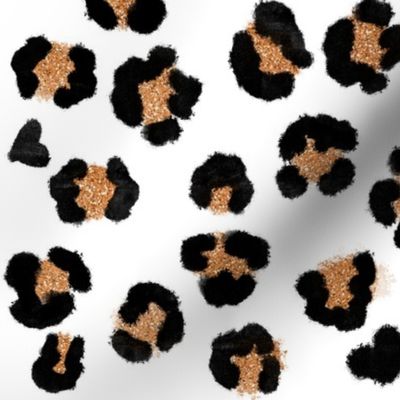 Golden Leopard Print Spots Animal Print Hearts Hand Drawn