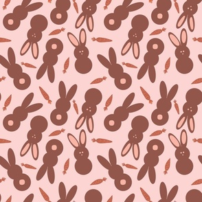 Chocolate Easter Bunny Rabbit with carrots pattern