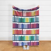 Large jumbo scale // Rainbow books // white background navy bookshelf