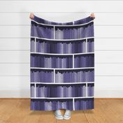 Large jumbo scale // Rainbow books // monochromatic violet background white bookshelf