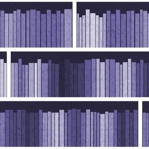 Large jumbo scale // Rainbow books // monochromatic violet background white bookshelf