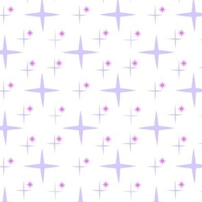 Retro Midcentury Modern Atomic Stars - purple on white background