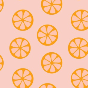 Orange Fruit Citrus Slices on pink background for spring summer