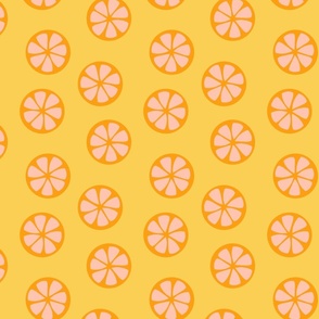Orange Pink Citrus Fruit Slice on Yellow Background for Summer Spring 