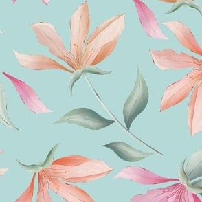 Tea Towel - Wall hanging Magnolia flowers and leaves 