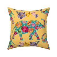 Floral Elephant Silhouette - Tropical (large)