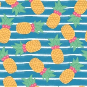 medium scale pineapples - blue stripe