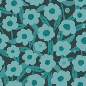 simple_flower_verdigris_teal_006c6d