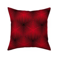 Op Art Hexagon Stripes in Black on Red