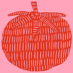 Jumbo tomato pop art block print red on pink