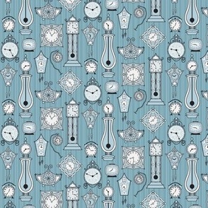 Whimsical Retro Clocks on Blue