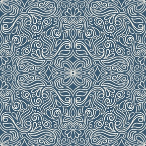 Blue Maximalist Boho Tile - Hand Drawn 