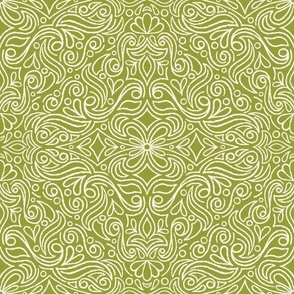 Green Maximalist Boho Tile - Hand Drawn 