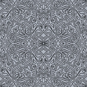 Silver Grey Maximalist Boho Tile - Hand Drawn 