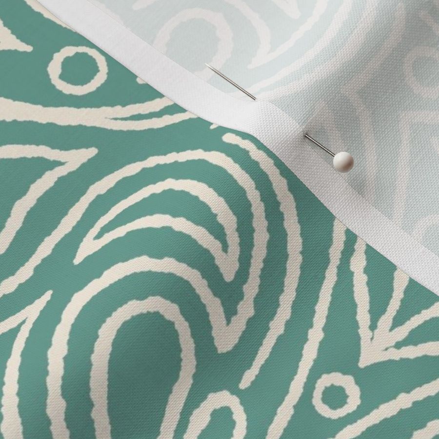 Seafoam Green Maximalist Boho Tile - Hand Drawn 