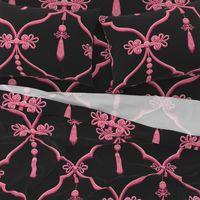 Passementerie chinoiserie ogee pink and charcoal,  giant scale 