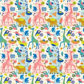 Game Room Kids Wallpaper | Animals | Multicolor | small scale ©designsbyroochita