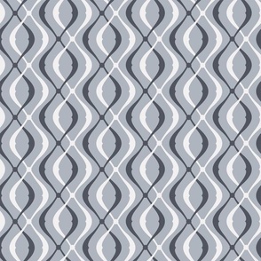 Large Silver Grey Interlocking Retro Twist Pattern 