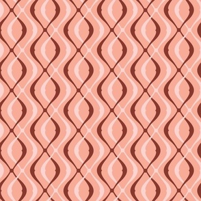 Large Pink and Burgundy Interlocking Retro Twist Pattern 