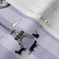 Cats in Paris Toile de Jouy, Lavender 